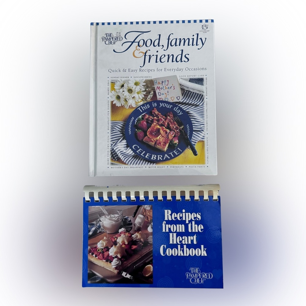 2 Pampered Chef cookbooks - Food, Family & Friends & Recipes from the Heart